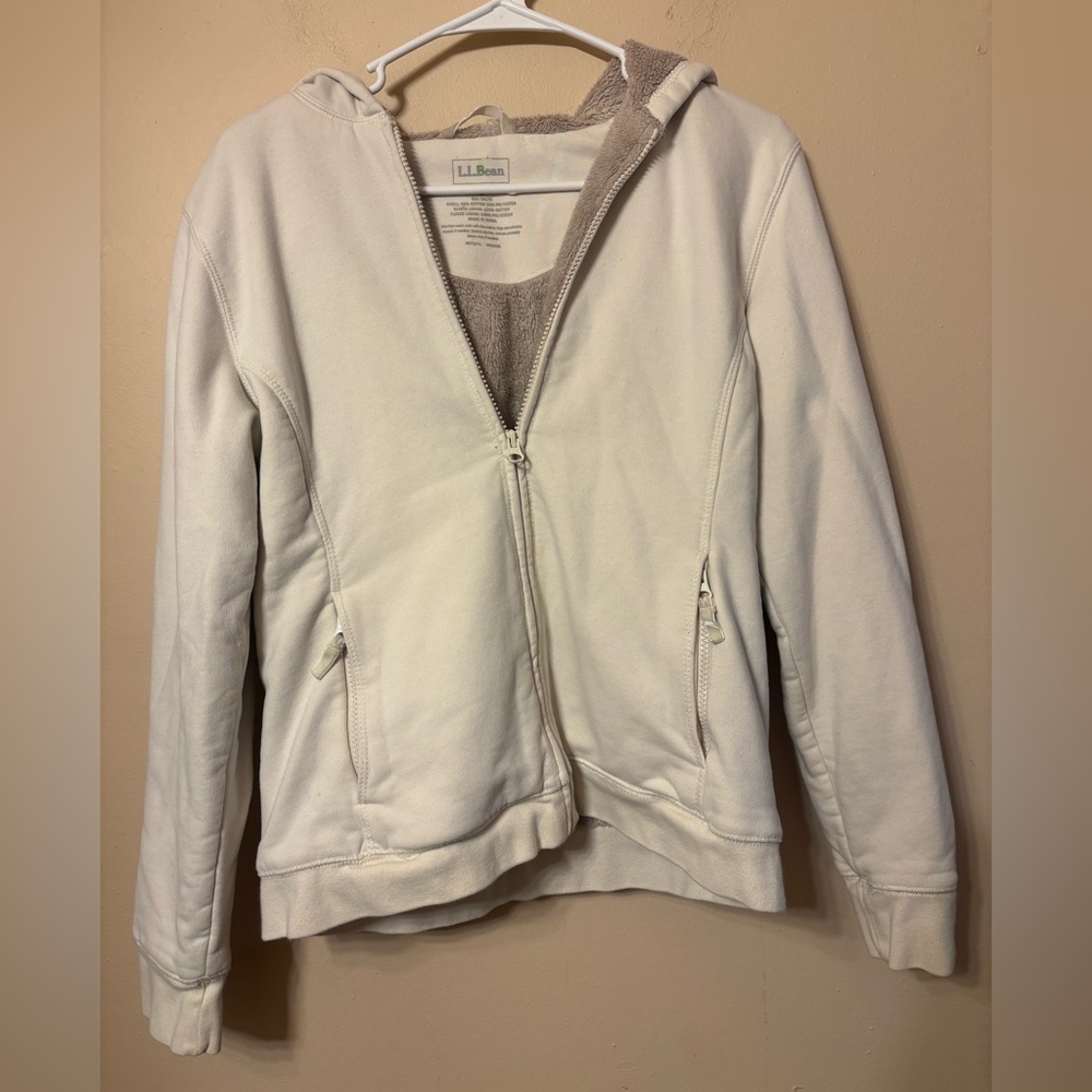 L.L. Bean Women's Off-White cozy hooded Jacket